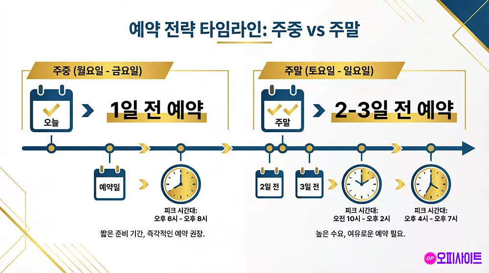 오피사이트 예약 전략 평일 주말 시간대별 가이드 2025년